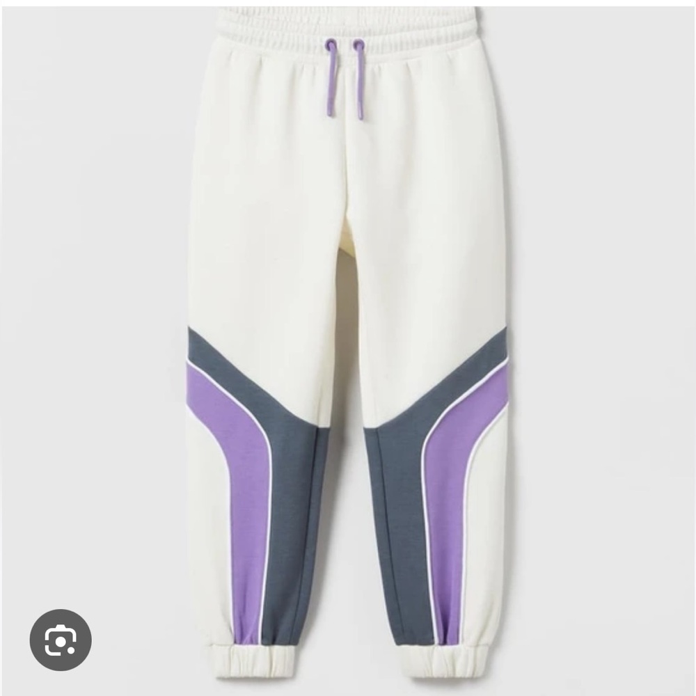 Zara Cream and Purple Kids jogger set size 9
